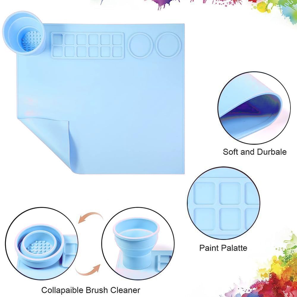 Silicone Craft Art Mat with Cleaning Cup (42×37 cm)