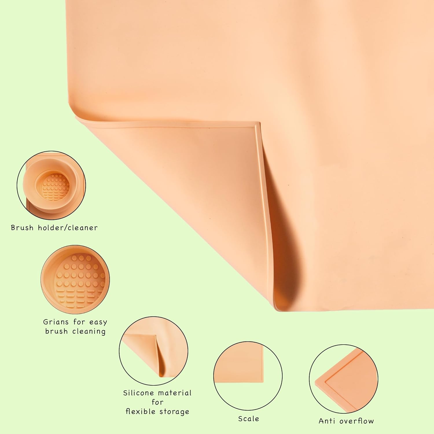 Silicone Craft Art Mat with Cleaning Cup (42×37 cm)