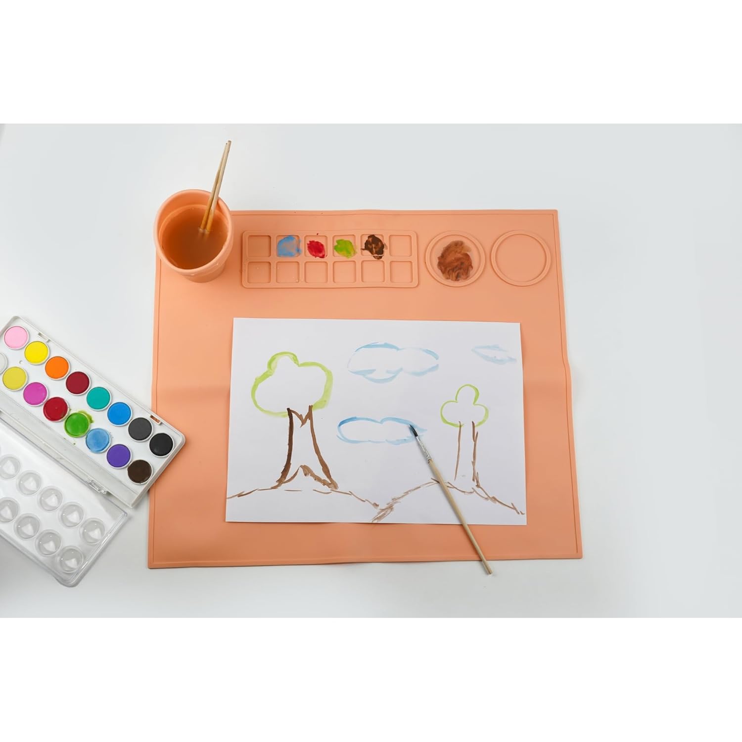 Silicone Craft Art Mat with Cleaning Cup (42×37 cm)
