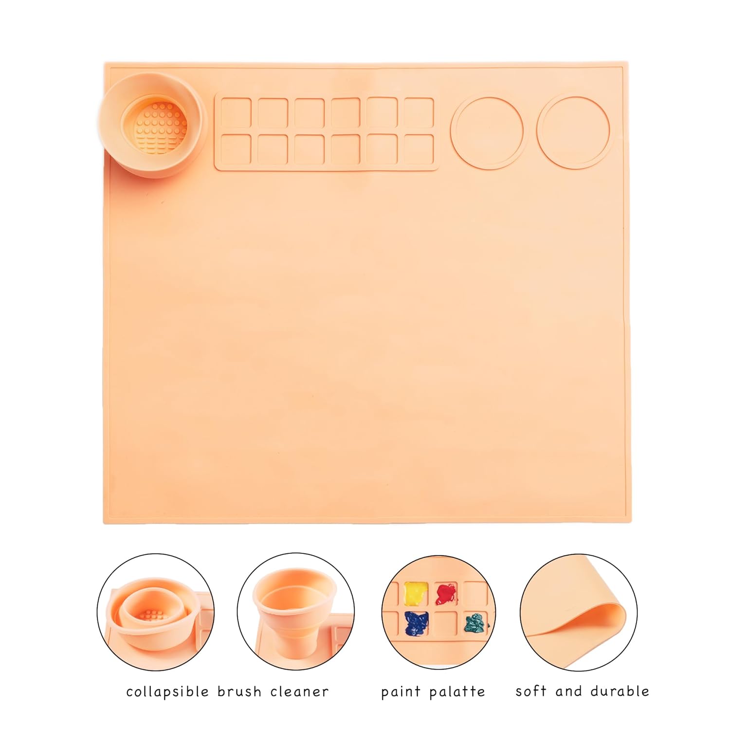 Silicone Craft Art Mat with Cleaning Cup (42×37 cm)