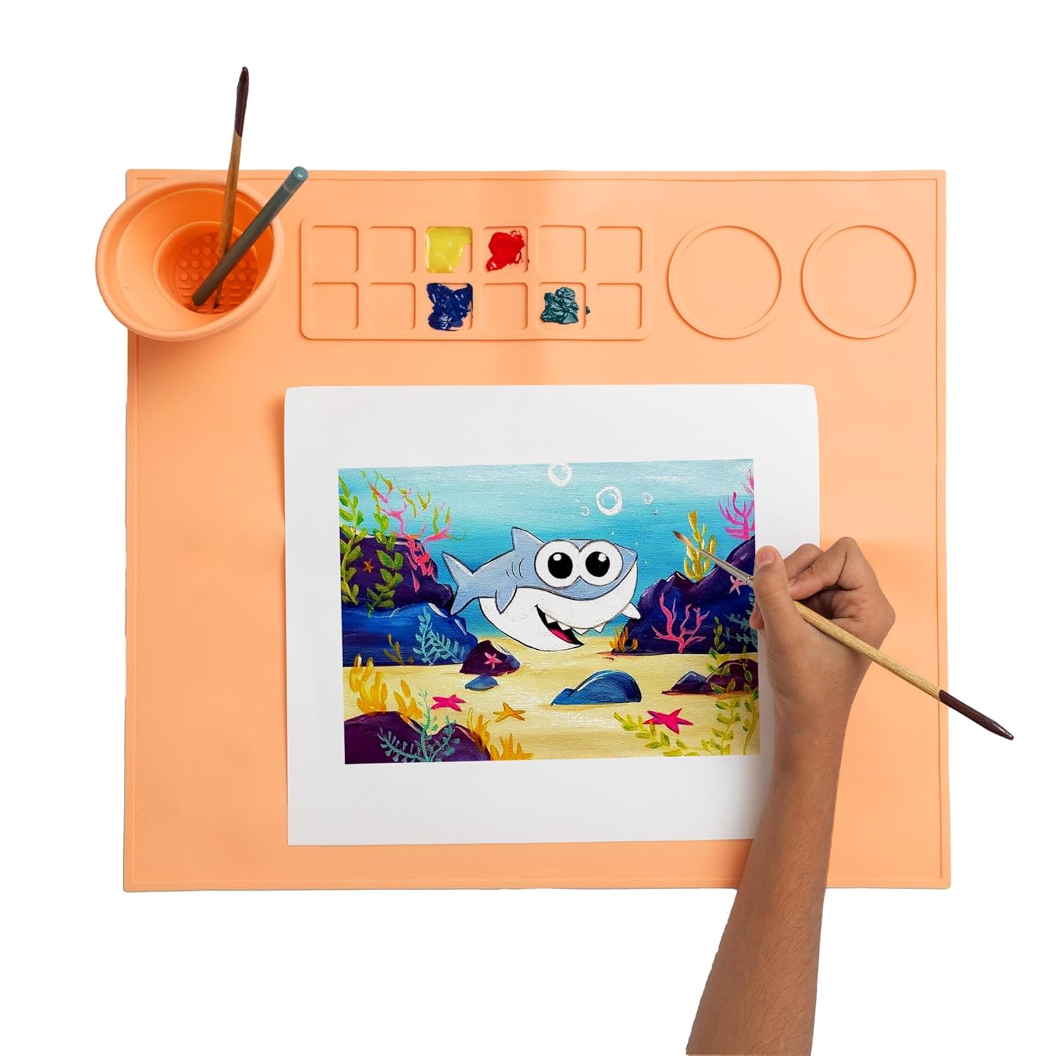 Silicone Craft Art Mat with Cleaning Cup (42×37 cm)