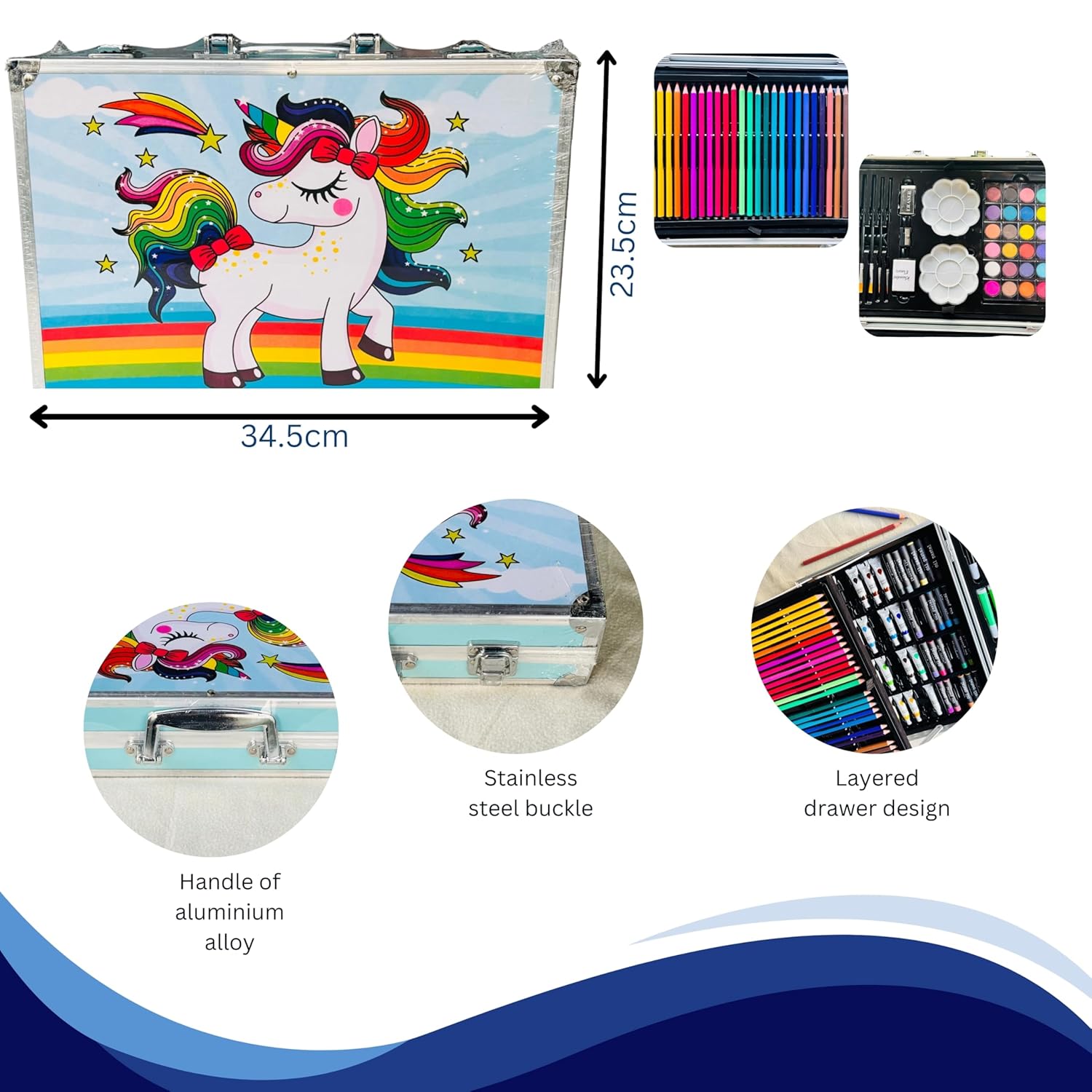 Premium 2-Layer Art Supplies Colouring Kit – 145 Pieces | Portable Case for Kids (3–10 Years)