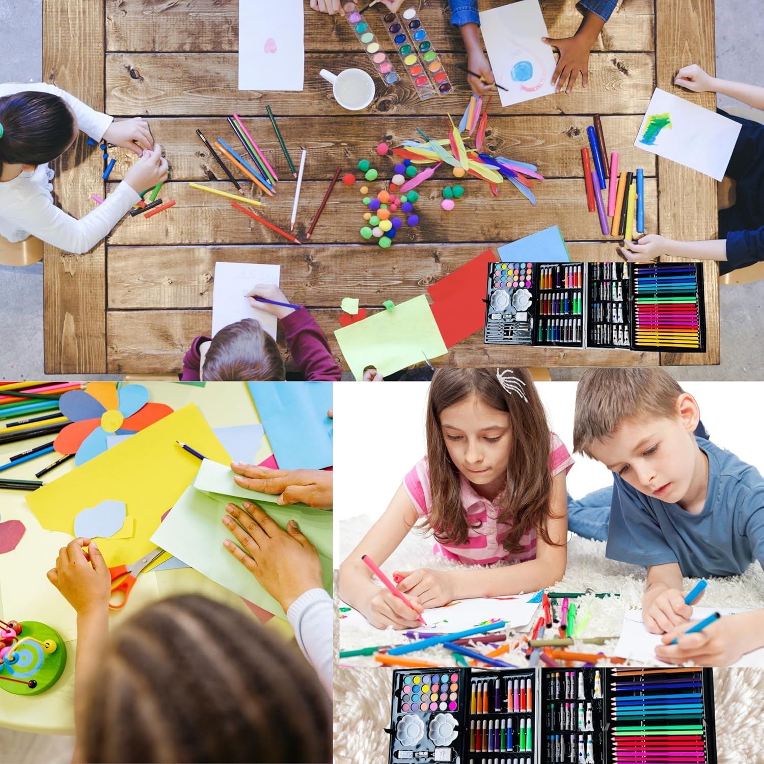 Premium 2-Layer Art Supplies Colouring Kit – 145 Pieces | Portable Case for Kids (3–10 Years)