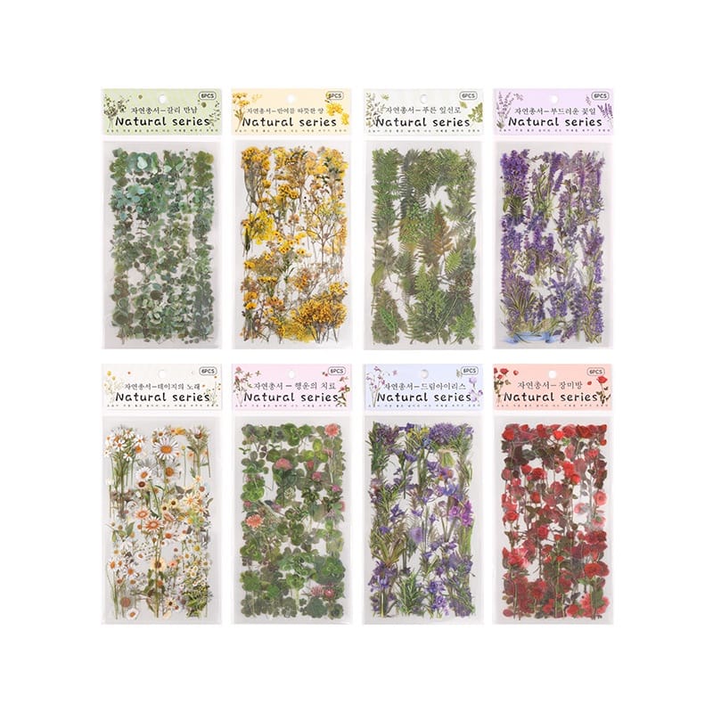 Combo Offer 8 Packets (48 Sheets) Natural dried flower Sheet stickers for Journaling & Resin