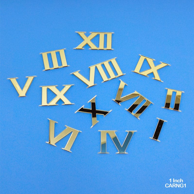 Gold Acrylic Roman Numerals 1 Inch - Clock & Craft Embellishments
