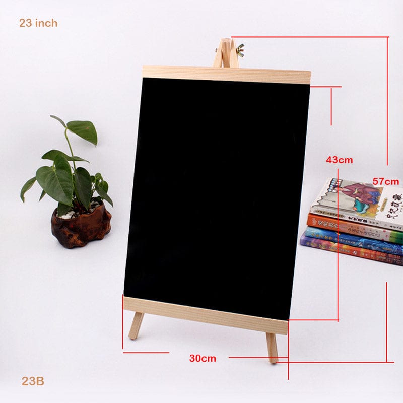 Portable Black Chalkboard with Wooden Easel Stand (30x59cm)