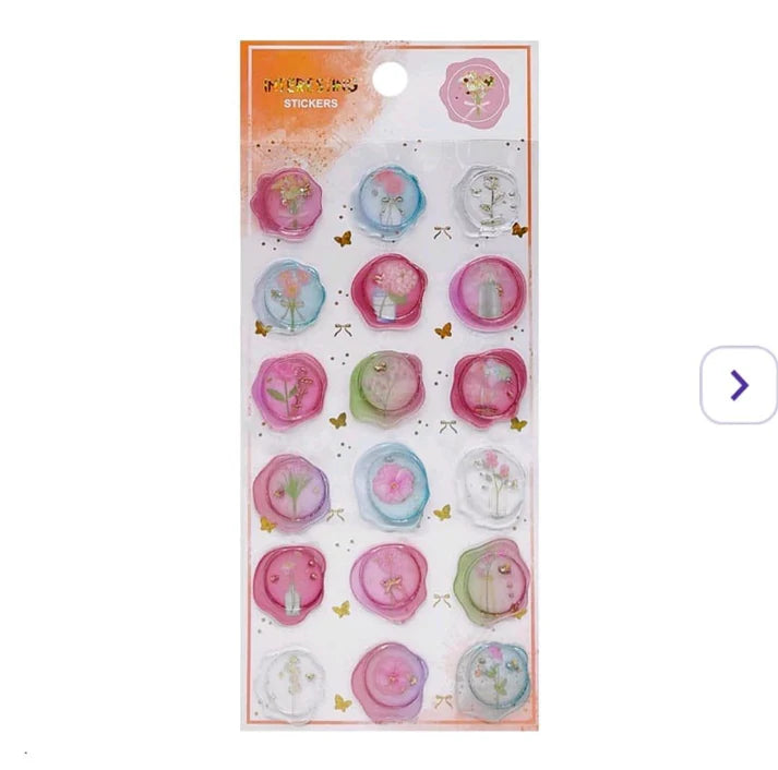 Elegant Pastel Wax Seal Stickers l Pack of 1 conatins 18 Assorted wax stamp