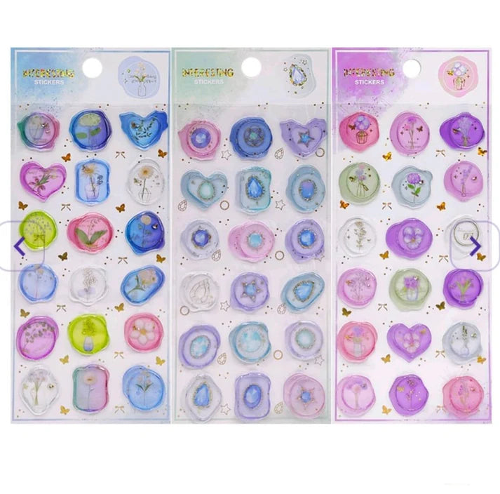 Elegant Pastel Wax Seal Stickers l Pack of 1 conatins 18 Assorted wax stamp