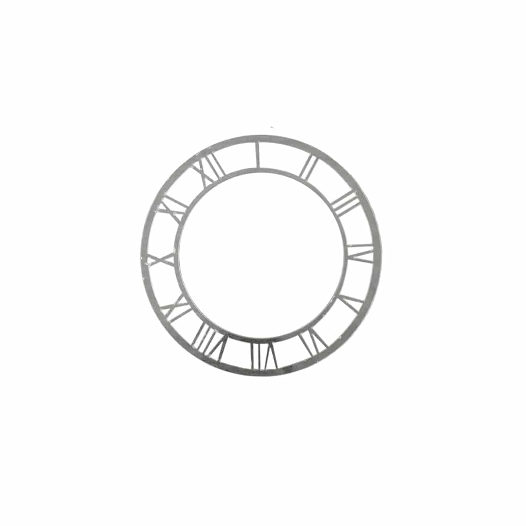 Acrylic Clock Cutout 4Inch silver Roman